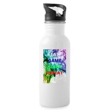 Eat game sleep repeat color poster - Water bottle with straw - white - Right