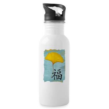 Ginkgo Feng Shui Design Happiness 1.0 - Water bottle with straw - white - Right