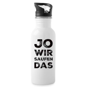 Wir Saufen Das - Trinkflasche mit integriertem Trinkhalm - Weiß - Rechts