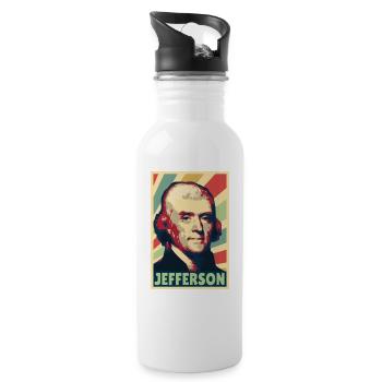 Thomas Jefferson Vintage Colors - Water bottle with straw - white - Right