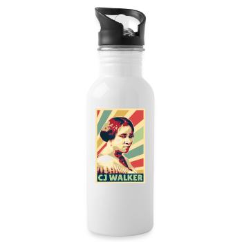 Madam CJ Walker Vintage Farben - Trinkflasche mit integriertem Trinkhalm - Weiß - Rechts