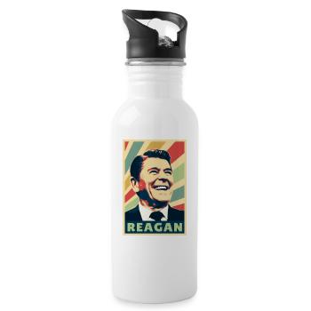 Ronald Reagan Vintage Colors - Water bottle with straw - white - Right