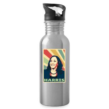Kamala Harris Vintage Colors - Water bottle with straw - silver - Right