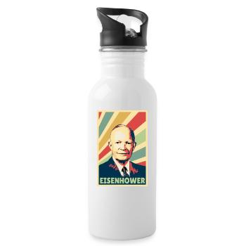 Dwight D. Eisenhower Vintage Colors - Water bottle with straw - white - Right