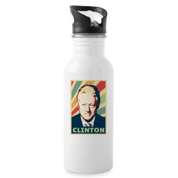 Bill Clinton Vintage Farben - Trinkflasche mit integriertem Trinkhalm - Weiß - Rechts