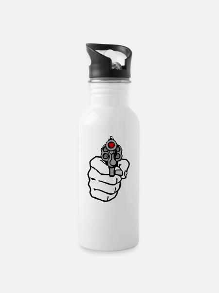 Liebe Schuss - Trinkflasche mit integriertem Trinkhalm - Weiß