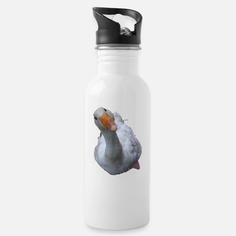Gans - Trinkflasche mit integriertem Trinkhalm - Weiß
