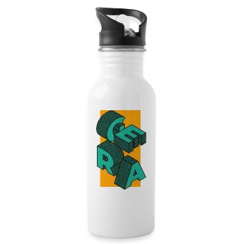 Ostthüringen Merch - Gera in Blöcken - Trinkflasche mit integriertem Trinkhalm - Weiß - Rechts