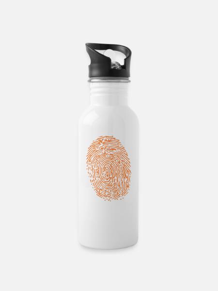 Fingerabdruck - Trinkflasche mit integriertem Trinkhalm - Weiß