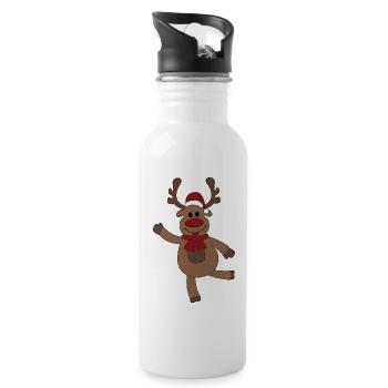 Weihnachten - Trinkflasche mit integriertem Trinkhalm - Weiß - Rechts