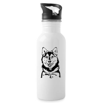 POMSKY dogs dog Wilsigns dog portraits - Water bottle with straw - white - Right