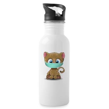 Mouth guard cat - Water bottle with straw - white - Right