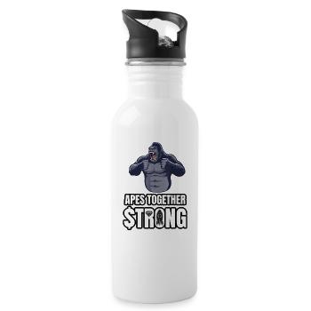 Apes Together Strong Hold Gorilla Meme T Shirt - Water bottle with straw - white - Right