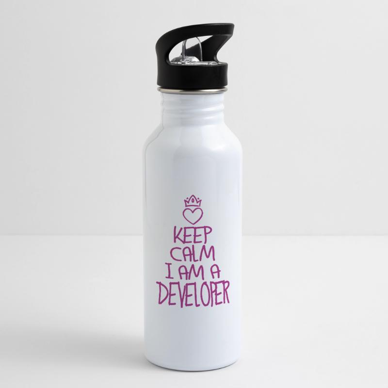 Keep Calm Software Developer Cool Gift Water bottle with straw