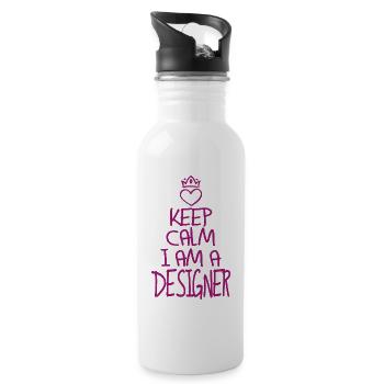 Gardez calm Designer cool cadeau de designer - Gourde avec paille intégrée - blanc - Droite