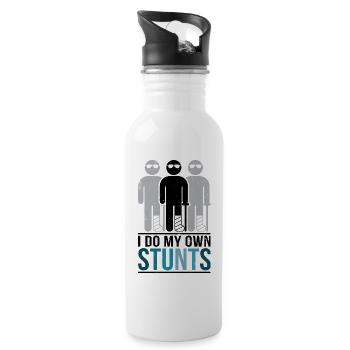 I do my own stunts - Trinkflasche mit integriertem Trinkhalm - Weiß - Rechts