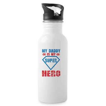 Super Hero Dad - Trinkflasche mit integriertem Trinkhalm - Weiß - Rechts