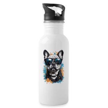 Cool Dog - Bouledogue français élégant - Gourde avec paille intégrée - blanc - Droite