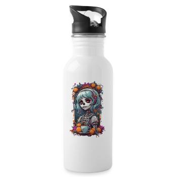 Goth e-Girl crâne Dia de Muertos café Design - Gourde avec paille intégrée - blanc - Droite
