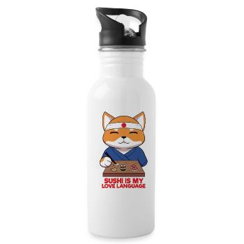 Shiba Inu Dog Sushi Japan Akita I Gift - Water bottle with straw - white - Right