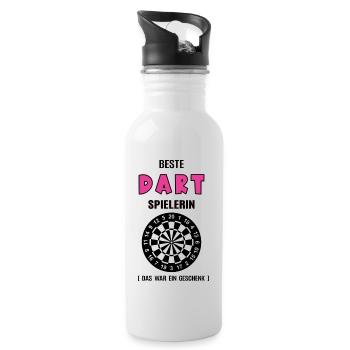 Dart Spielerin Beste Darterin Geburtstag Darts - Trinkflasche mit integriertem Trinkhalm - Weiß - Rechts