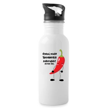 Spicy but still adorable - Water bottle with straw - white - Right