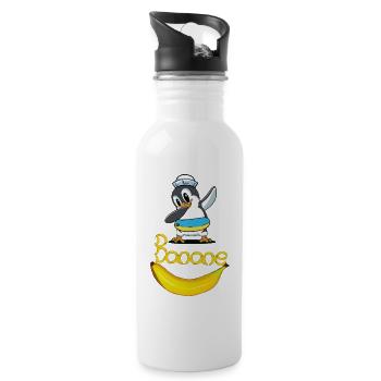 Pinguin Banane Seemann maritim Kind - Trinkflasche mit integriertem Trinkhalm - Weiß - Rechts