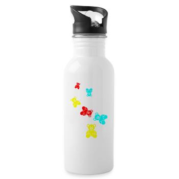 Teddy bear bear - Water bottle with straw - white - Right