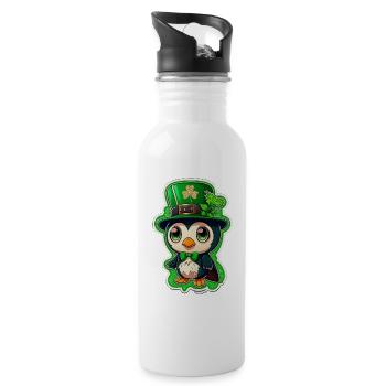 Outfit St Patrick Penguin cute funny clover - Water bottle with straw - white - Right