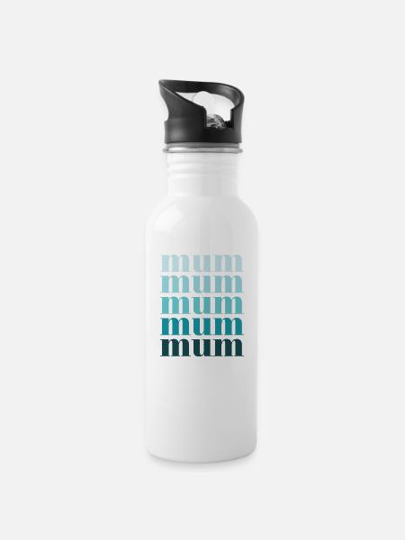 mum türkis - Trinkflasche mit integriertem Trinkhalm - Weiß