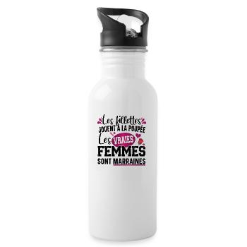 Marraine Filleul Filleul Femme Cadeau Fillette - Gourde avec paille intégrée - blanc - Droite