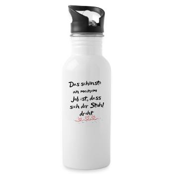 Das schönste an meinem Job ist... - Trinkflasche mit integriertem Trinkhalm - Weiß - Rechts