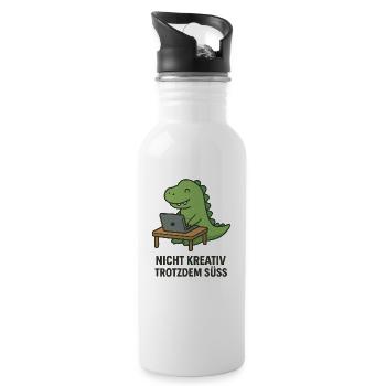 Nicht kreativ trotzdem süß - Dino - Trinkflasche mit integriertem Trinkhalm - Weiß - Rechts