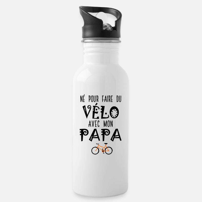 né pour faire du vélo avec papa - Gourde avec paille intégrée - blanc