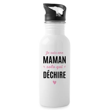 Maman solo qui déchire humour cadeau maman - Gourde avec paille intégrée - blanc - Droite
