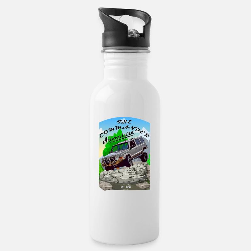 Commaner adventure - Water bottle with straw - white