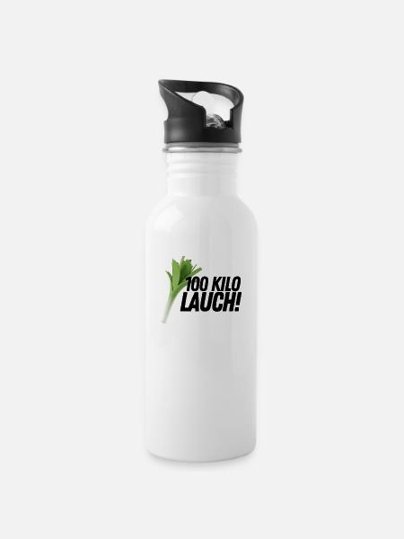 100 Kilo Lauch! - Trinkflasche mit integriertem Trinkhalm - Weiß