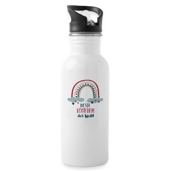 Beste Tochter Der Welt Töchter Daughter Kind - Trinkflasche mit integriertem Trinkhalm - Weiß - Rechts
