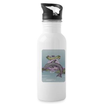Pelorus Jack Dauphin de Nouvelle-Zélande - Gourde avec paille intégrée - blanc - Droite