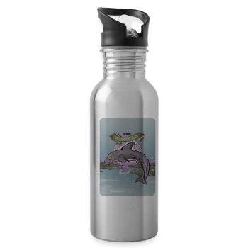 Pelorus Jack New Zealand Dolphin - Water bottle with straw - silver - Right