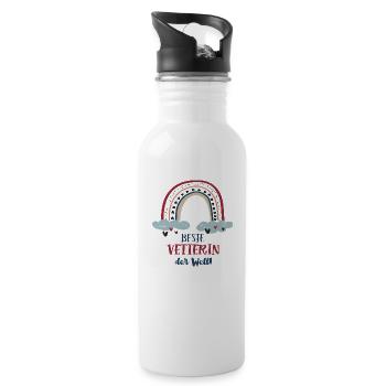 Beste Vetterin Outfit Regenbogen Vetterinnen Paten - Trinkflasche mit integriertem Trinkhalm - Weiß - Rechts