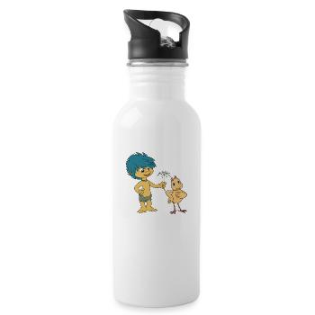 Plumps & Küken Blume - Trinkflasche mit integriertem Trinkhalm - Weiß - Rechts