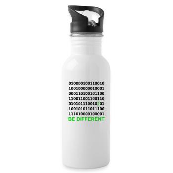Nerd - Binär - Trinkflasche mit integriertem Trinkhalm - Weiß - Rechts