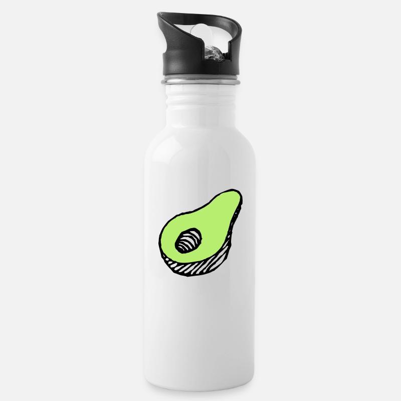 Avocado - Trinkflasche mit integriertem Trinkhalm - Weiß