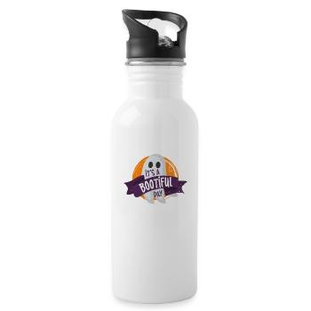 Geist Gruselig Lustig Geschenk Kostüm - Trinkflasche mit integriertem Trinkhalm - Weiß - Rechts