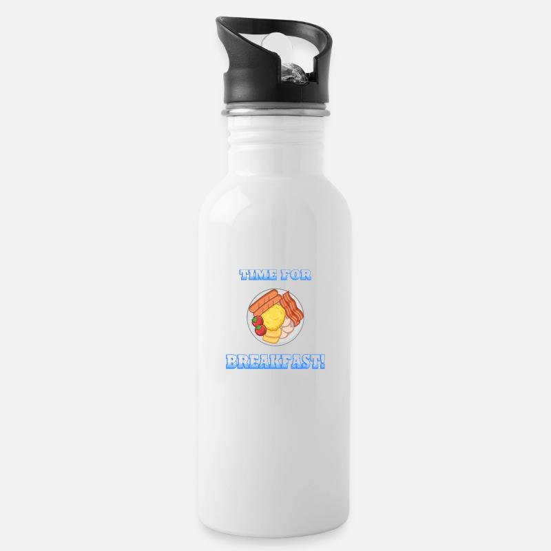 Time For Breakfast - Trinkflasche mit integriertem Trinkhalm - Weiß