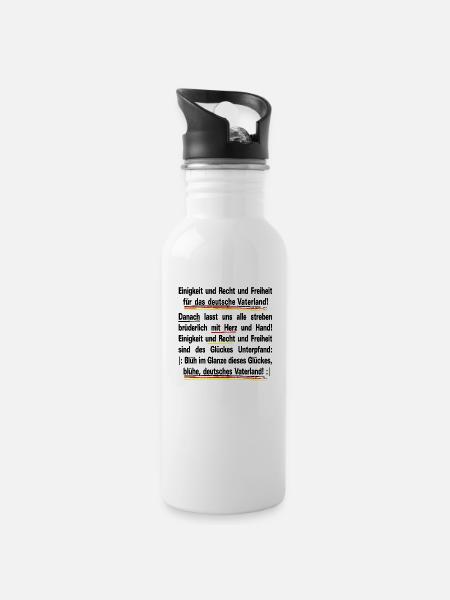 German anthem text - Water bottle with straw - white