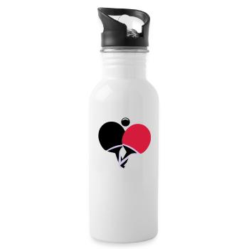 Tischtennis, Ping pong - Trinkflasche mit integriertem Trinkhalm - Weiß - Rechts