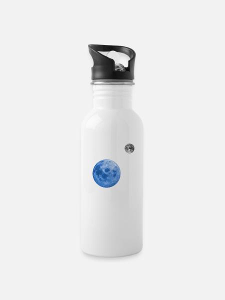 Blue Planet - Trinkflasche mit integriertem Trinkhalm - Weiß