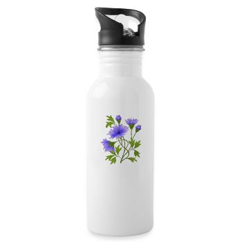 Blumen - Trinkflasche mit integriertem Trinkhalm - Weiß - Rechts